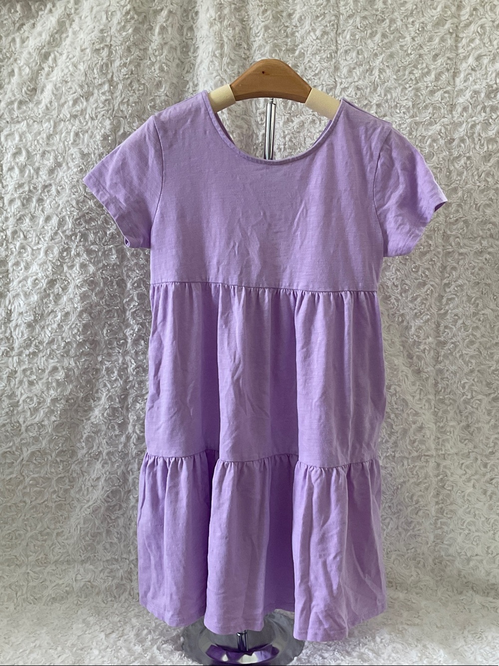 Cat & Jack Lavender Tiered Cotton Short-Sleeve Dress